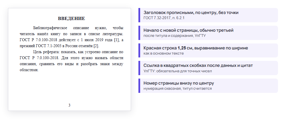 Введение реферата на листе: заголовок прописными, красная строка, ссылки в скобках, номер страницы